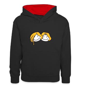 sœurs tête visage petite amie 2 amis équipe ge - Sweat à capuche contrasté Enfant - noir/rouge - Devant