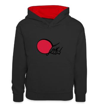 tischtennis_shake_hands_2c - Kinder Kontrast-Hoodie - Schwarz/Rot - Vorne
