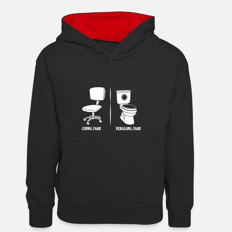 Chaise de débogage drôle de cadeau de programmeur - Sweat à capuche contrasté Enfant - noir/rouge