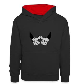 Daumen berühren Begrüßung Freunde - Kinder Kontrast-Hoodie - Schwarz/Rot - Vorne