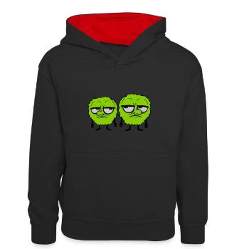 2 Monsters Roll Eyes - Kids’ Contrast Hoodie - black/red - Front