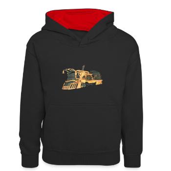 Steampunk Dampflokomotive - Kinder Kontrast-Hoodie - Schwarz/Rot - Vorne
