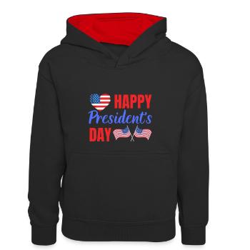 Bonne fête du président - Sweat à capuche contrasté Enfant - noir/rouge - Devant