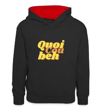 Quoicoubeh D2 - Sweat à capuche contrasté Enfant - noir/rouge - Devant