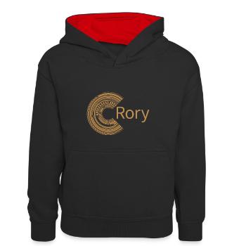 Für Rory - Kinder Kontrast-Hoodie - Schwarz/Rot - Vorne