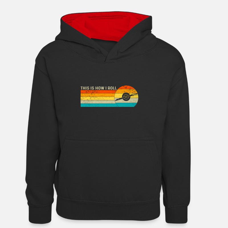 C’est comme ça que je roule - Rouleau une roue - Sweat à capuche contrasté Enfant - noir/rouge
