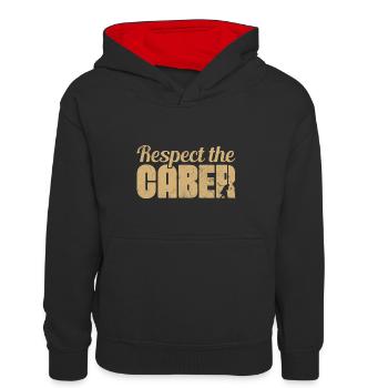 Respect The Caber Wood Trunk Tossing Lumber Sports - Kinder Kontrast-Hoodie - Schwarz/Rot - Vorne