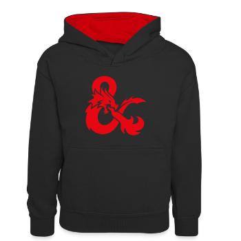 Dungeons And Dragons Kleines Logo In Rot - Kinder Kontrast-Hoodie - Schwarz/Rot - Vorne