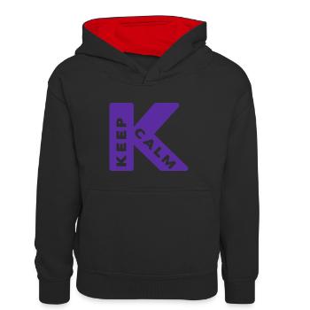 Keep calm - Kids’ Contrast Hoodie - black/red - Front