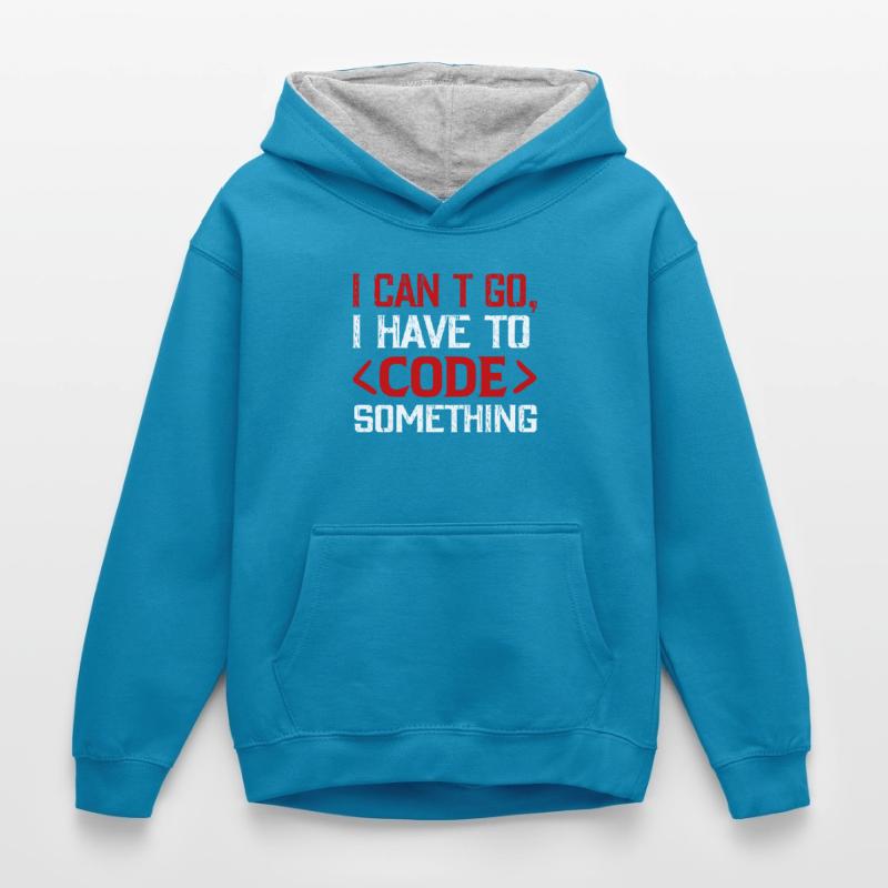 Programmer , Nerd , Computer Code Kids’ Contrast Hoodie