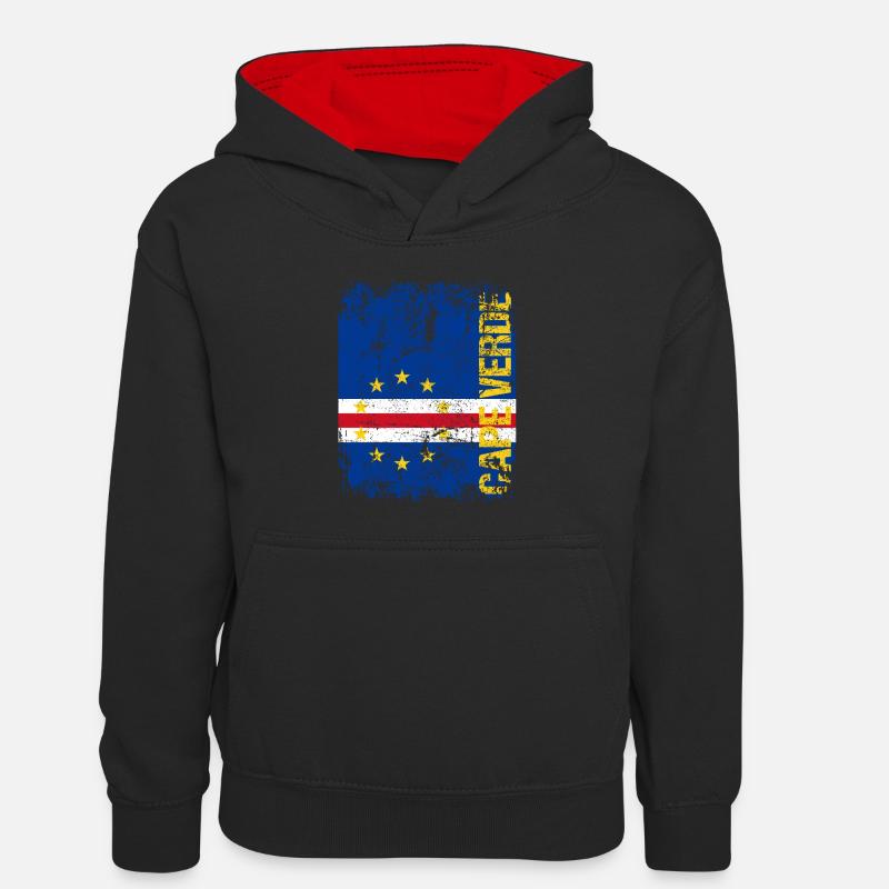 capo Verde - Felpa con cappuccio in contrasto cromatico per bambini - nero/rosso