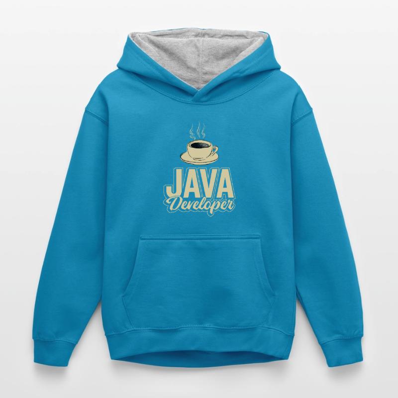 Java Developer Coffee Kaffee Kids’ Contrast Hoodie