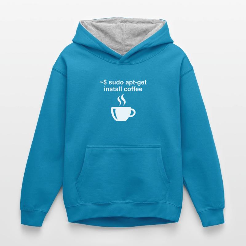 Linux Code café café bureau cadeau Sweat à capuche contrasté Enfant