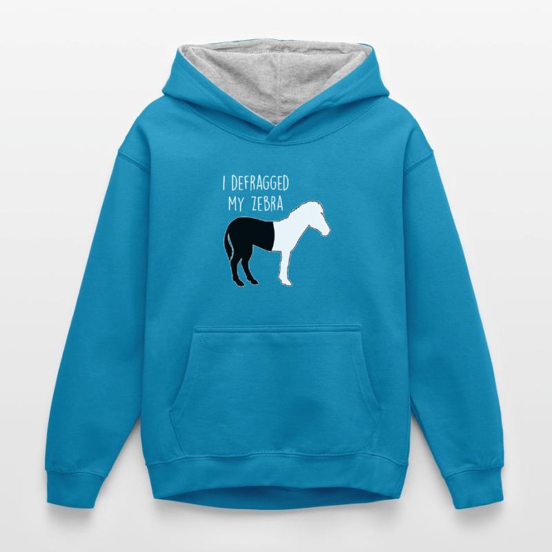 I defragged my Zebra Coder Informatiker Hacker Kinder Kontrast-Hoodie