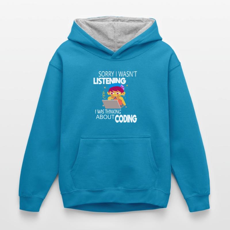 Coding Coder Programmer Kids’ Contrast Hoodie