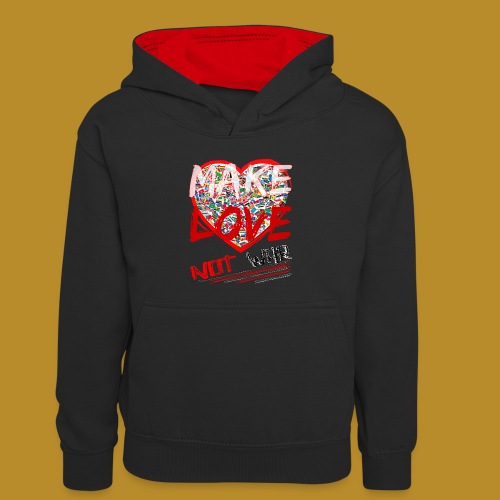 Make Love not war - Kinder Kontrast-Hoodie