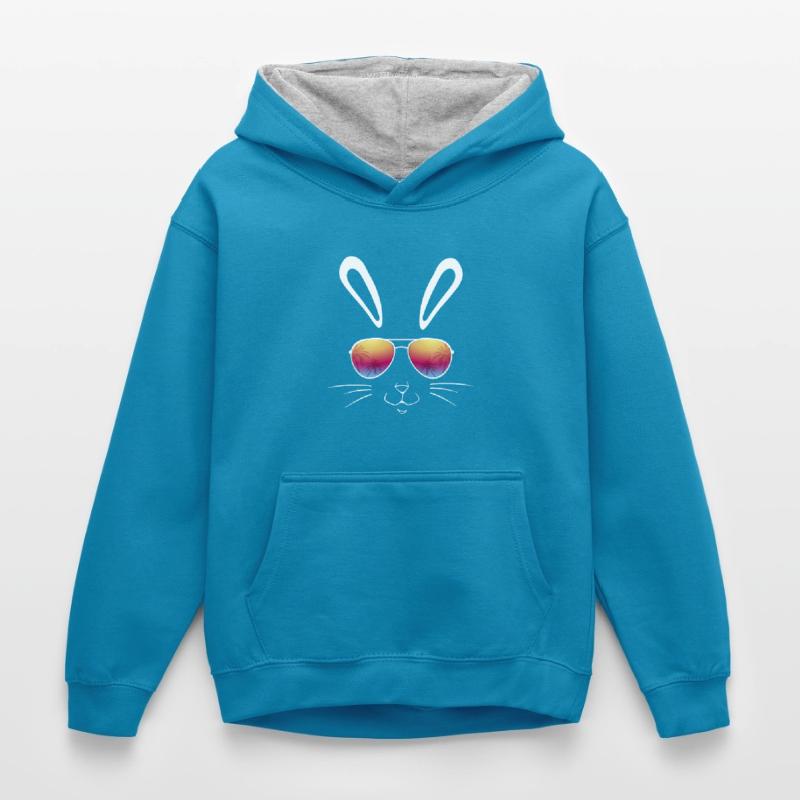Rabbit Rabbit Cool Rabbit Pet Easter Kids’ Contrast Hoodie