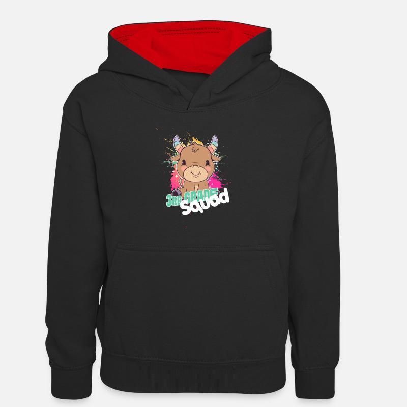 Finally 3rd Grade, Second Grader - Kinder Kontrast-Hoodie - Schwarz/Rot