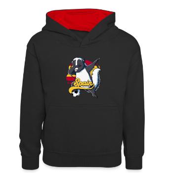 Spanien Fußball - Kinder Kontrast-Hoodie - Schwarz/Rot - Vorne