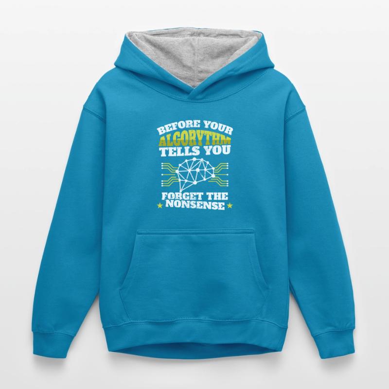 Robot Engineers Software Developer Kids’ Contrast Hoodie