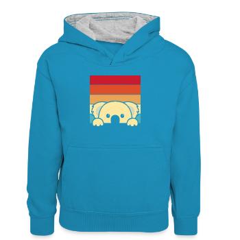 Koalas are impressive - Kids’ Contrast Hoodie - peacock blue/heather grey - Front