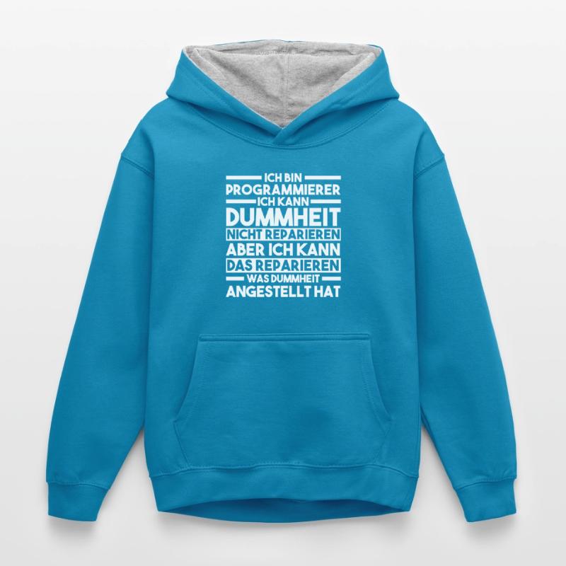 Programmieren Entwickler Coder Programmierer Kinder Kontrast-Hoodie