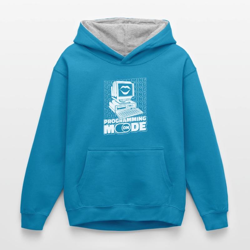 Développeur Coder Programmeur Mode activé Sweat à capuche contrasté Enfant