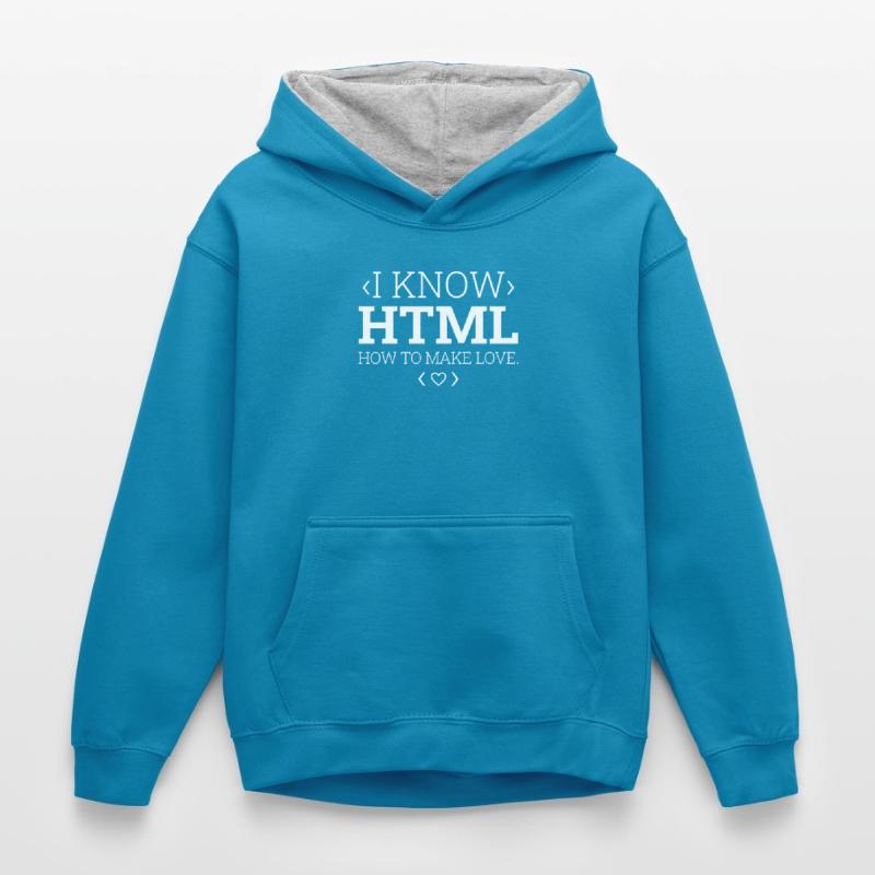 Entwickler Coder Programmierer Html Kinder Kontrast-Hoodie