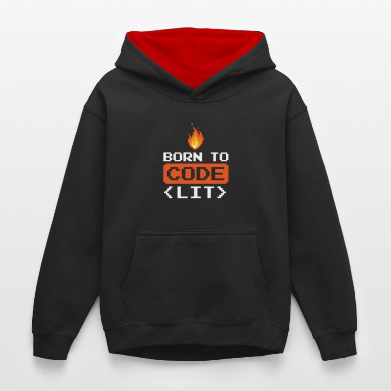 Entwickler Coder Programmierer Lustig Kinder Kontrast-Hoodie