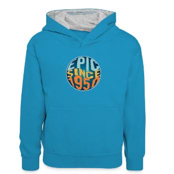 Epic since 1950 - Kids’ Contrast Hoodie - peacock blue/heather grey - Front