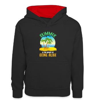 Der Sommer ist der Höhepunkt des Lebens - Kinder Kontrast-Hoodie - Schwarz/Rot - Vorne