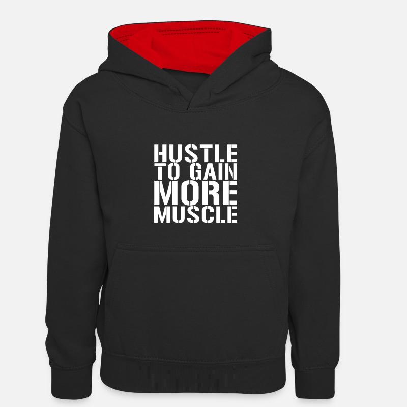 Hustle pour gagner plus de muscle - Sweat à capuche contrasté Enfant - noir/rouge