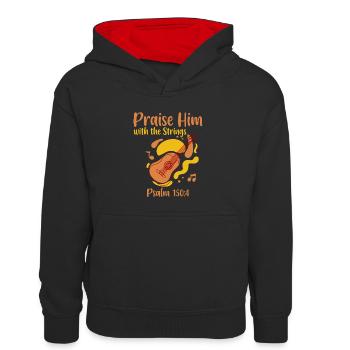Praise Him With The Strings 4 - Kinder Kontrast-Hoodie - Schwarz/Rot - Vorne