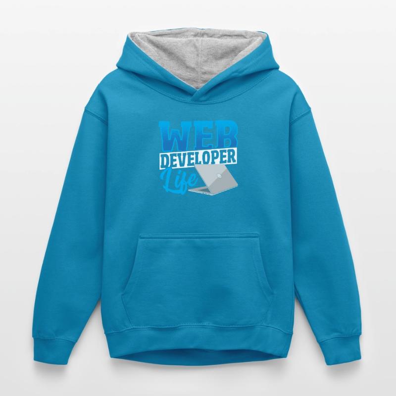 Web Developer Life Web Developer Programmer Kids’ Contrast Hoodie