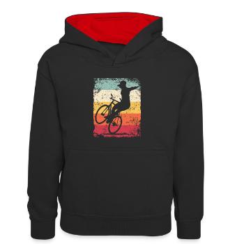 Kunstradfahren Kunstradfahrer - Kinder Kontrast-Hoodie - Schwarz/Rot - Vorne