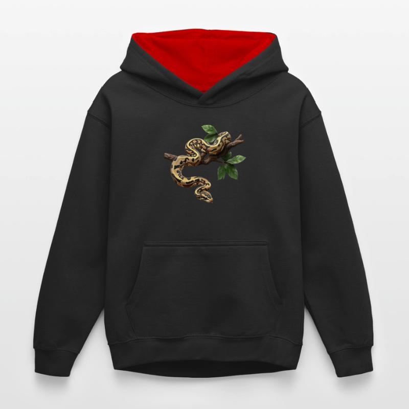 Roi Python Serpents Amoureux Terrarium Python Sweat à capuche contrasté Enfant