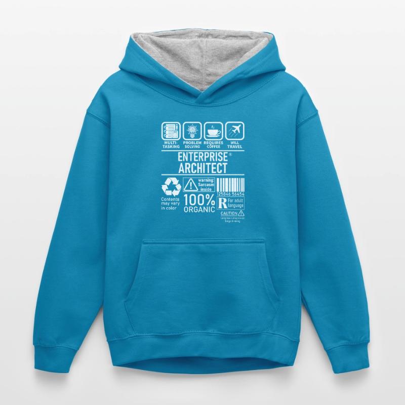 Enterprise Architect multi tasking problem solving Kids’ Contrast Hoodie