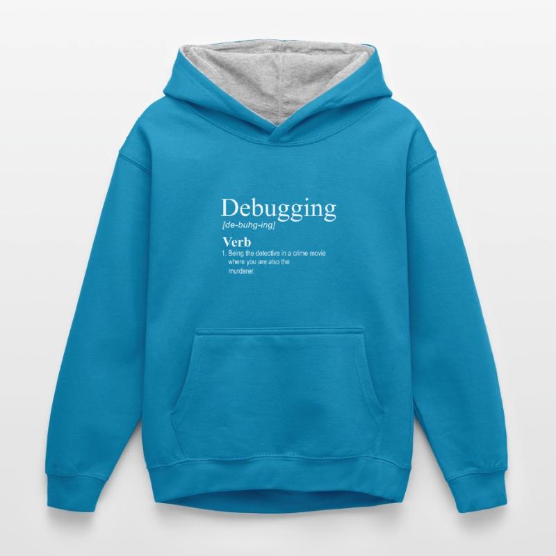 debugging programmer computer science computer nerd Kids’ Contrast Hoodie