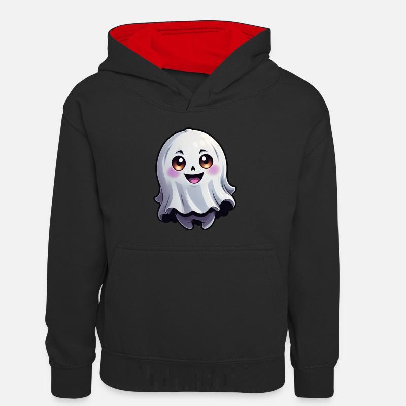 Joyeux Halloween Ghost Ghost - Sweat à capuche contrasté Enfant - noir/rouge