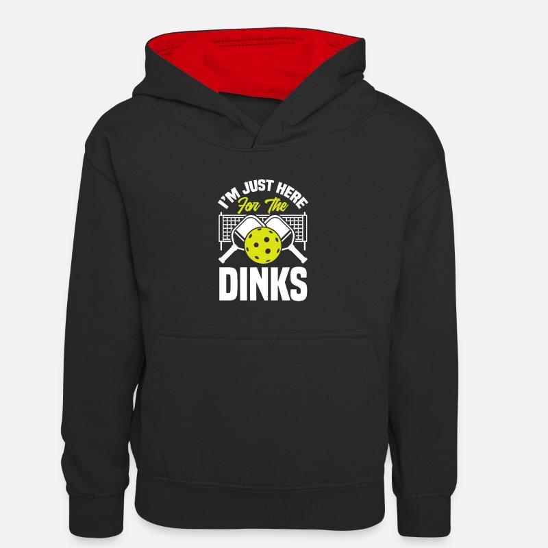 Cadeau de pickleball drôle - Sweat à capuche contrasté Enfant - noir/rouge
