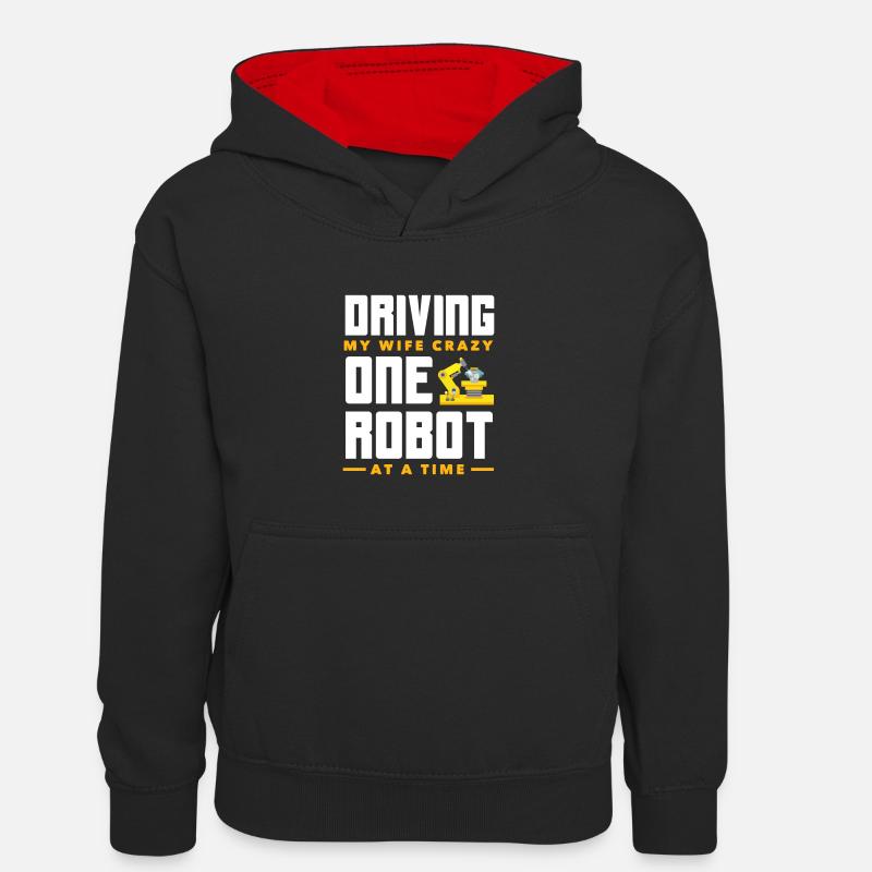 Programmeur de robots robotiques - Sweat à capuche contrasté Enfant - noir/rouge