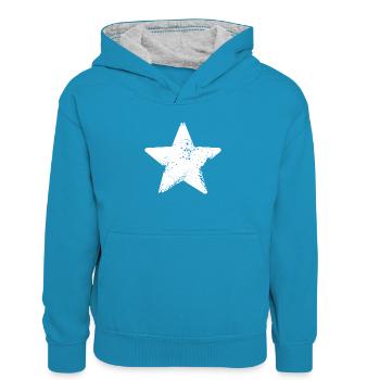 étoilé éclaboussure étoiles - Sweat à capuche contrasté Enfant - bleu paon/gris chiné - Devant