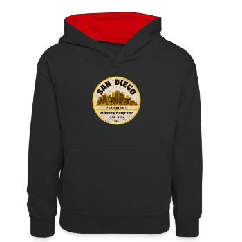 San Diego - Sweat à capuche contrasté Enfant - noir/rouge - Devant