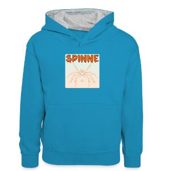HALLOWEEN KOSTÜME - SPINNENTIERE SPINNE - Kinder Kontrast-Hoodie - Pfauenblau/Grau meliert - Vorne
