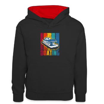 Bootfahren Segelboot Schiff Boot Yacht - Kinder Kontrast-Hoodie - Schwarz/Rot - Vorne