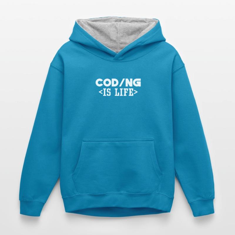 Coding Ist Leben Code Programmierer Coder Kinder Kontrast-Hoodie