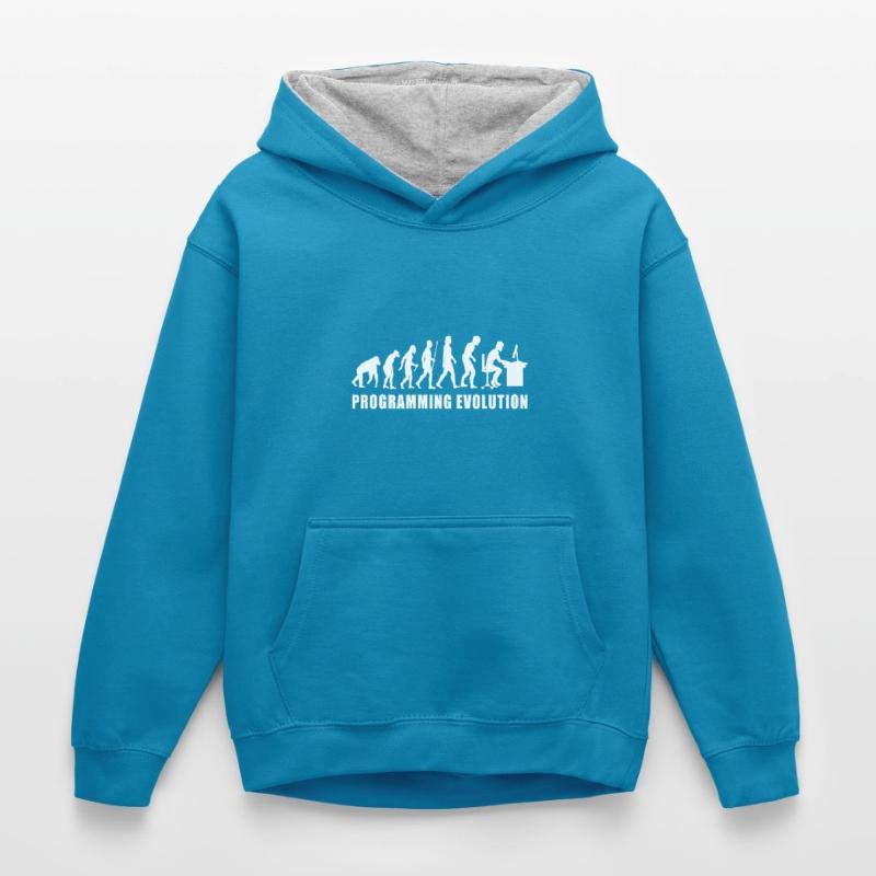 programming evolution computer code coden bugs Kinder Kontrast-Hoodie