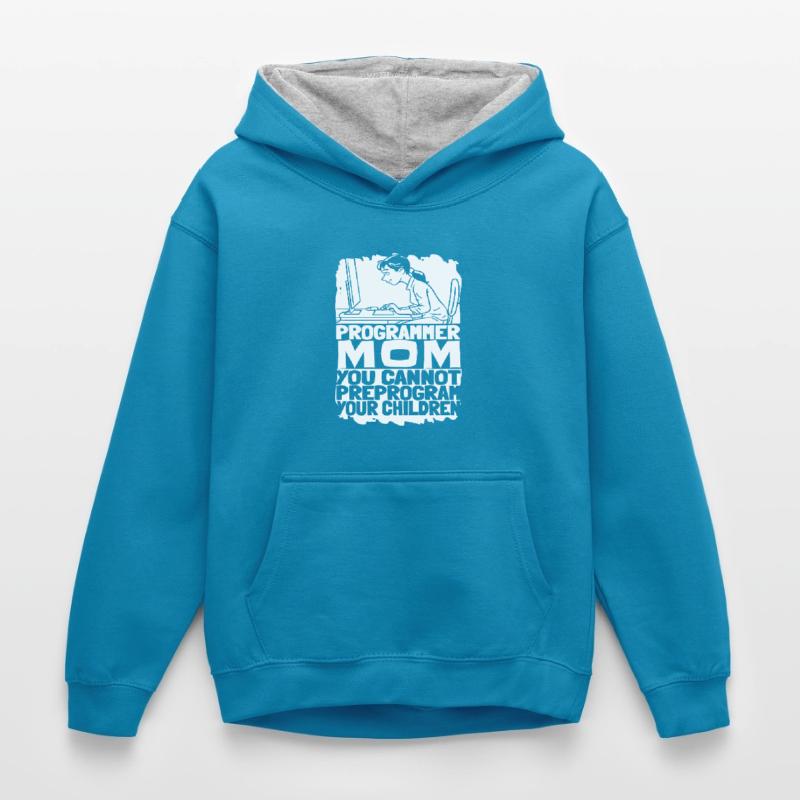 Entwickler Coder Programmierer Mama Kinder Kontrast-Hoodie
