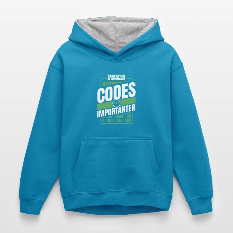 Entwickler Coder Programmierer Lustig Kinder Kontrast-Hoodie