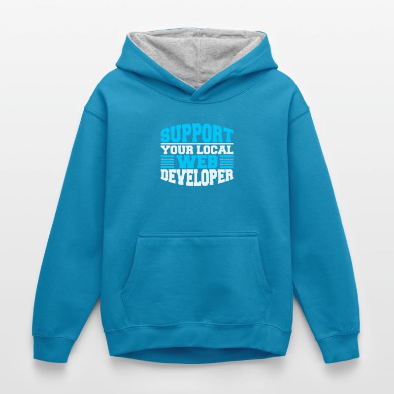 Web Developer Web Developer Support Kids’ Contrast Hoodie